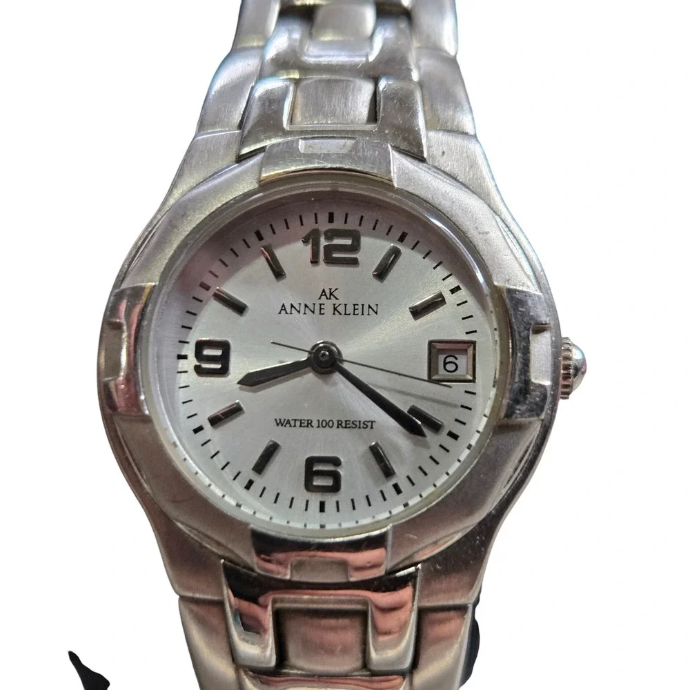 Anne Klein Women's Watch Silver Tone Stainless Steel Date Quartz Untested